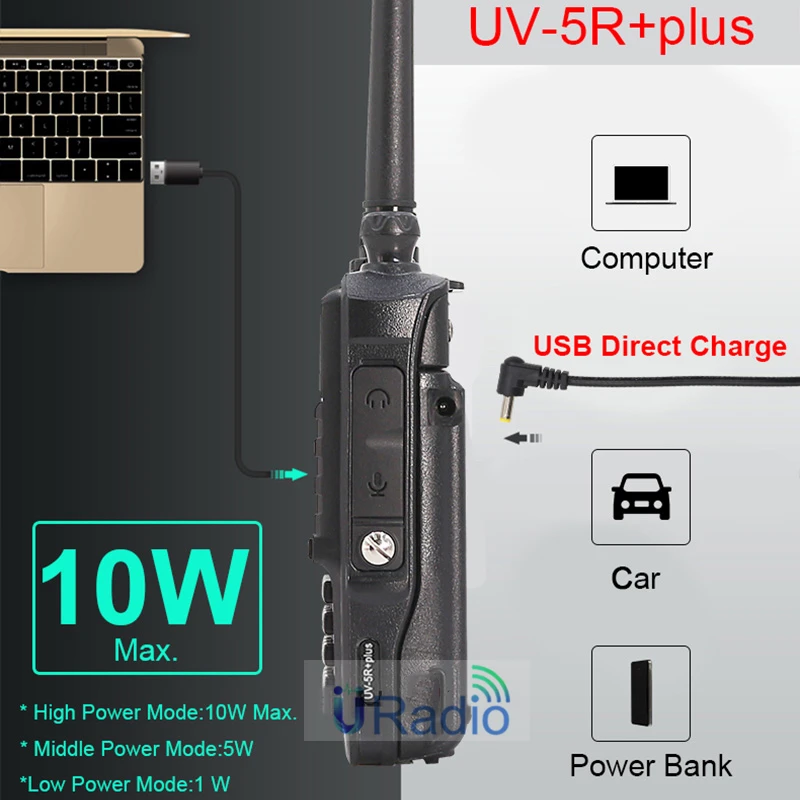 Walkie Talkie BaoFeng UV-5R + Plus 8W/10W dwukierunkowe Radio 10KM Radio przenośne do polowania aktualizacja UV-5R UV-10R Ham Radio DualBand