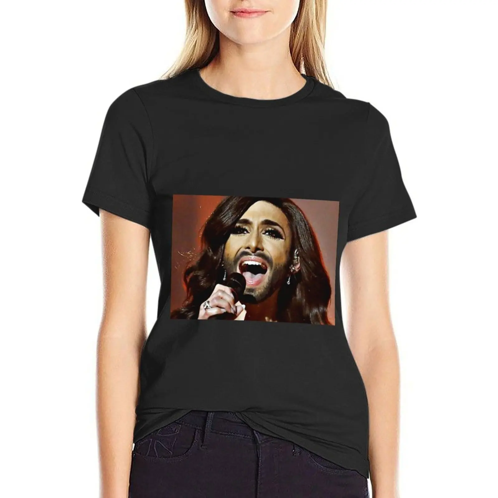 

Bearded Lady (Conchita Wurst) Novelty Face T-Shirt female plus sizes customs design your own oversized workout shirts for Women