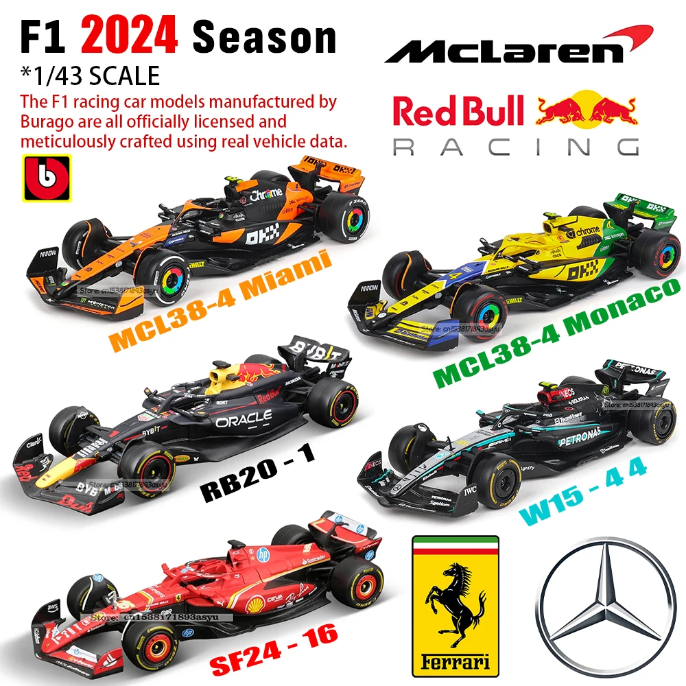 bburago-1-43-f1-2024-red-bull-rb20-ferrari-sf24-mclaren-mcl38-alpine-a524-mercedes-benz-w15-carro-liga-die-modelo-brinquedo-colecionavel