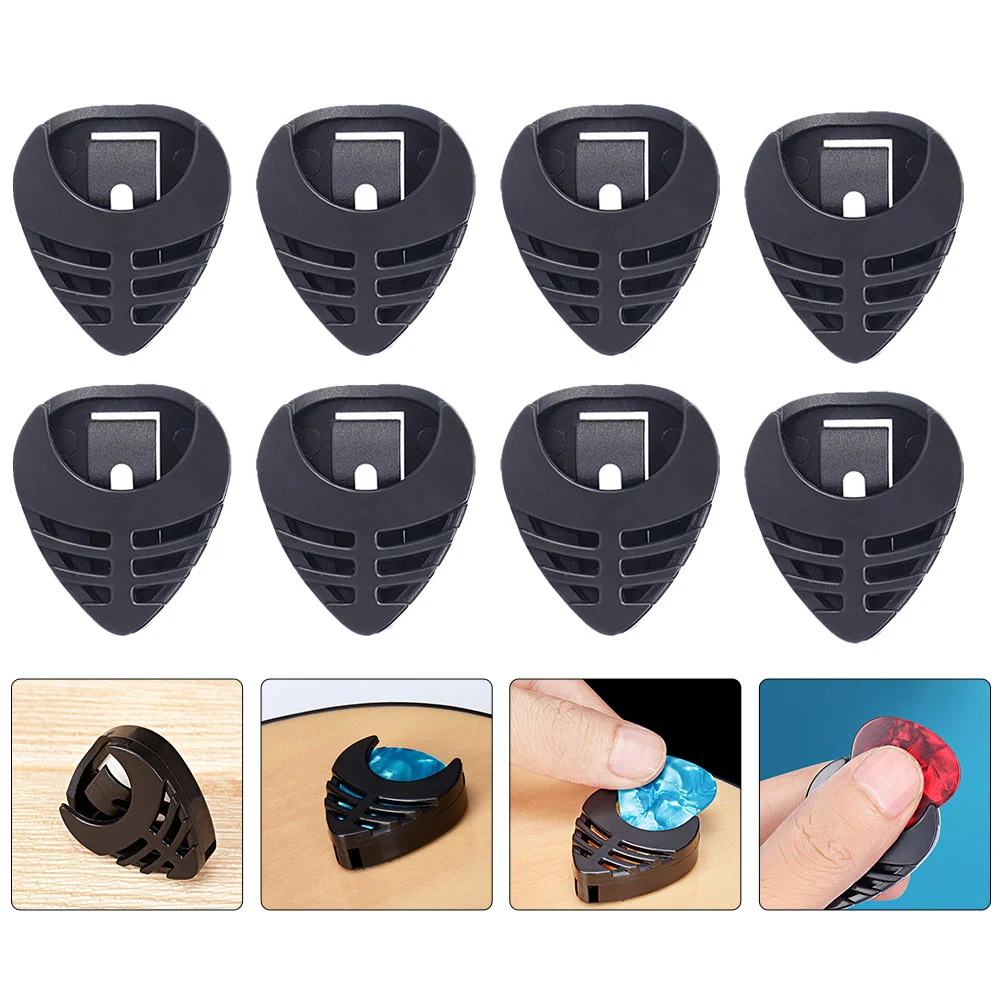 50 Pcs Guitar Pick Stand Instrument Plectrum Holder Case Portable Storage Boxes Hollow Black Sticky Bass