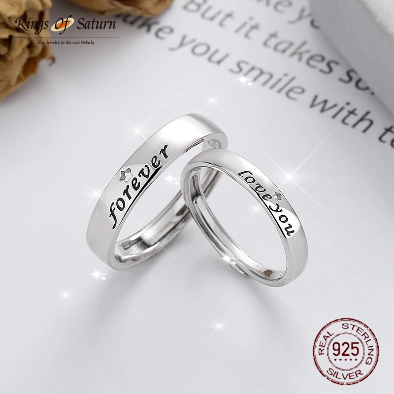 

Romantic 100% Pure 925 Sterling Silver Rings For Women Men Wedding Fine Jewelry Couple Rings For Lover Valentine's Gift