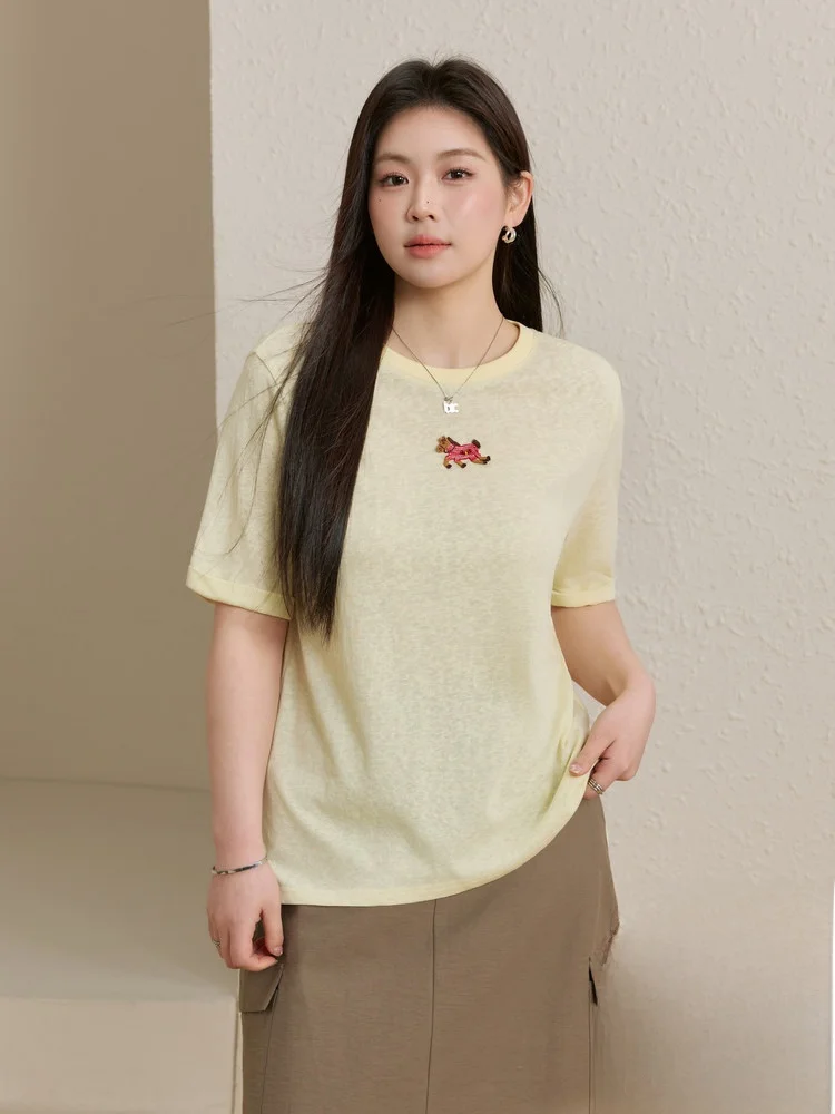

Lazy Snowflake Cotton round Ne T-irt plus Size Women's Faion Summer New Arrival Comfortable Breathable ort Sve