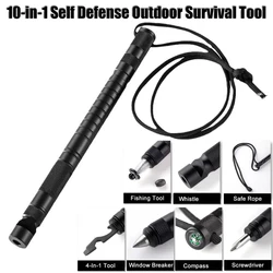 10-IN-1 Outdoor Survival Tool Fishing Self Defense Pen Multi Function Window Portable Breaker/Screwdriver/Compass/Wrench/Whistle