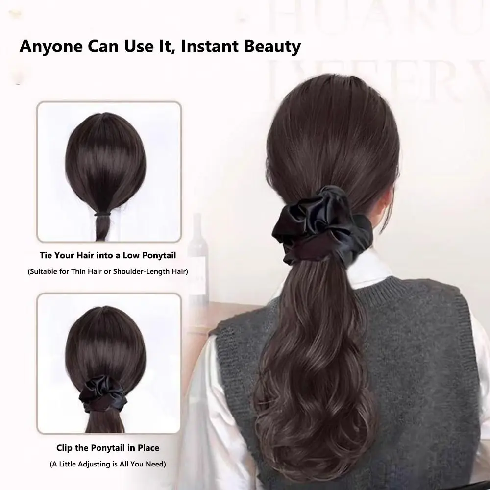

Trendy Korean Style Braided Wig Hair Claw Clip Lazy Layered Natural Synthetic Wig Ponytail Curly Hair Scrunchie for Women