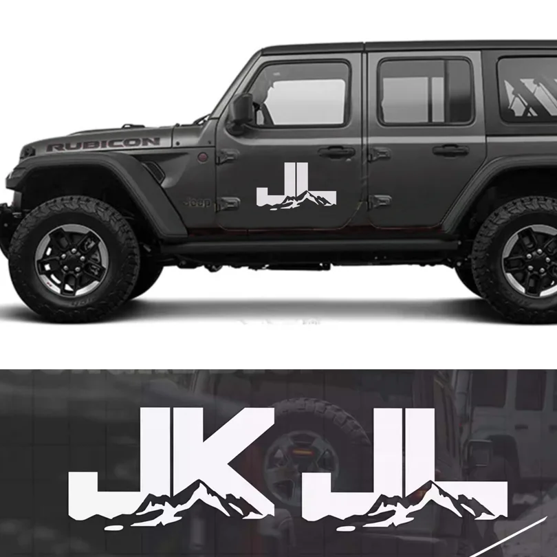 Large Body Door Decal Side Window Sticker Letter Mountain Vinyl Wrap Blackout Kit Decoration for Jeep Wrangler JL JK 2007-2020