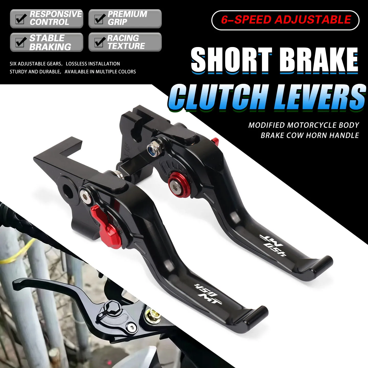 CNC Brake Lever For 450MT 800MT 450 MT 800 MT Motorcycle Brake Clutch Levers Adjustable Two Finger Handle Brake Set