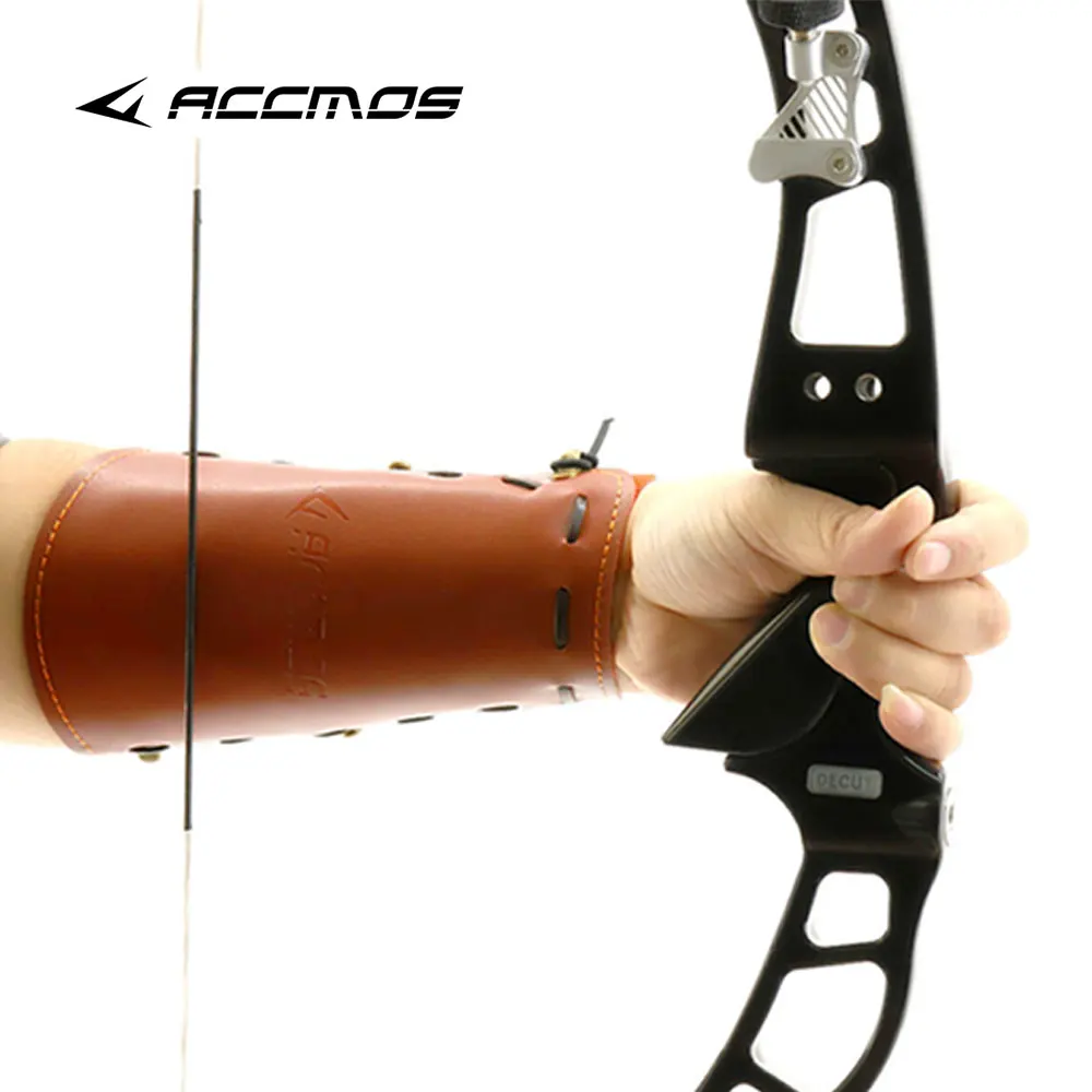 Traditional Cowhide Leather Archery Arm Guard Pull Bow Arm Protector Wristband for Shooting Hunting Accessory