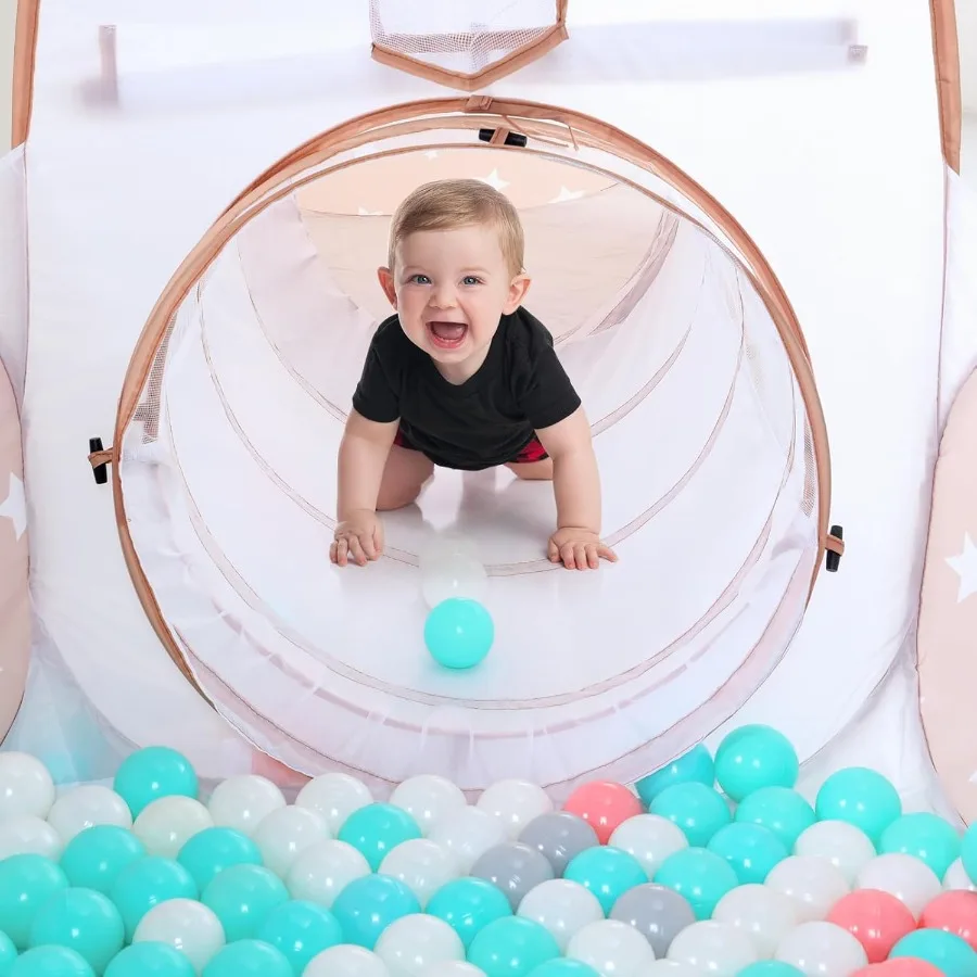 3 in 1 Kids Play Tent: with Baby Ball Pit and Play Tunnel - Toddler Climbing Toys for Boys Girls Babies (Balls NOT Included)