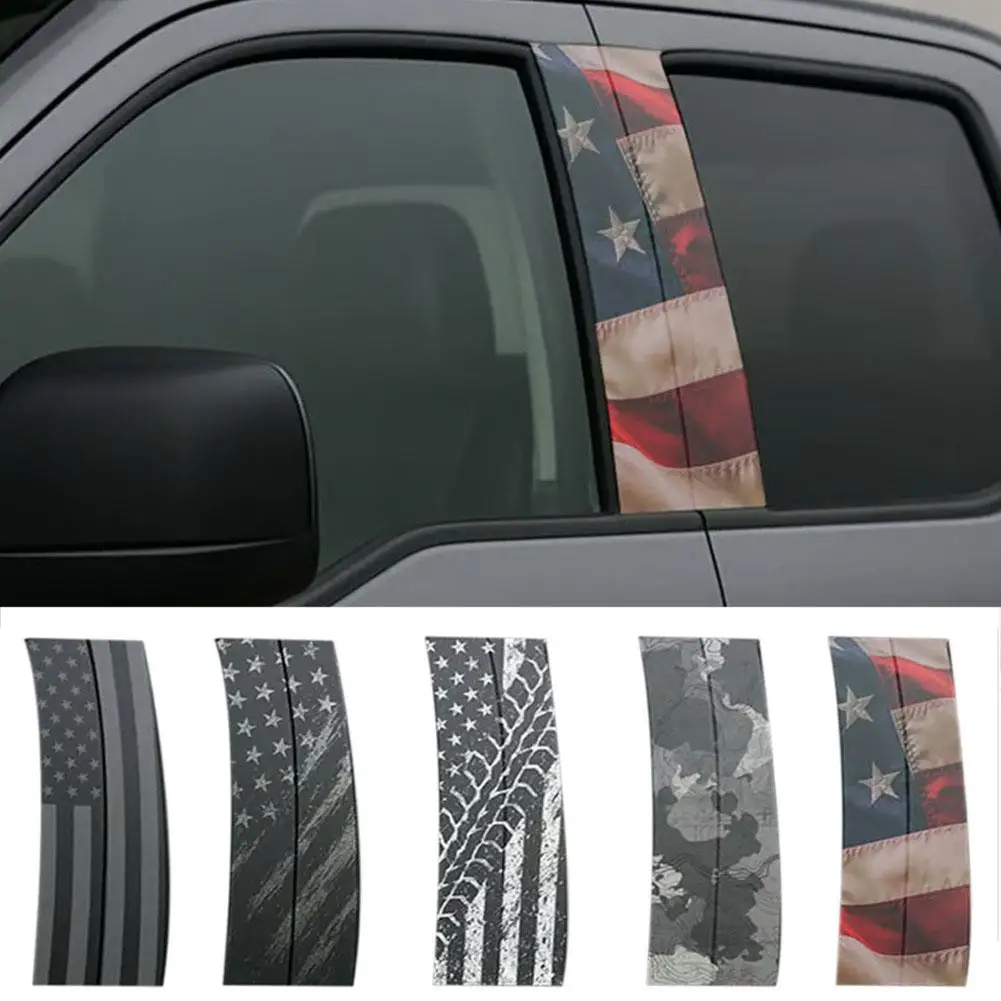 

Car Window Pillar Stickers USA Flag Waterproof Vehicle Trim Pillar B Cover Decals Auto Scratch Door Post Film M5S1
