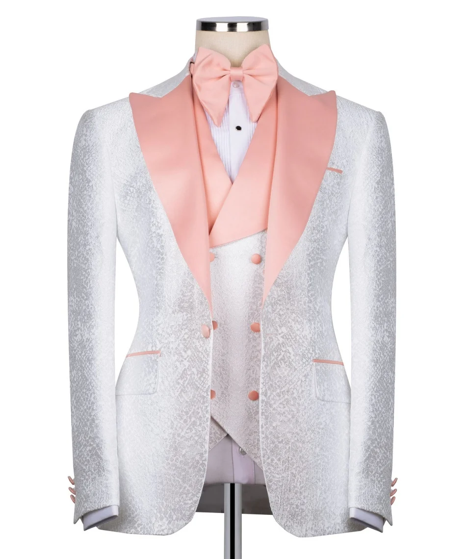 

Customized Jacquard Wedding Groom Tuxedo 3pcs Blazer Vest Pants Formal Party Special Occasion Men's Clothing Elegant Man Suit
