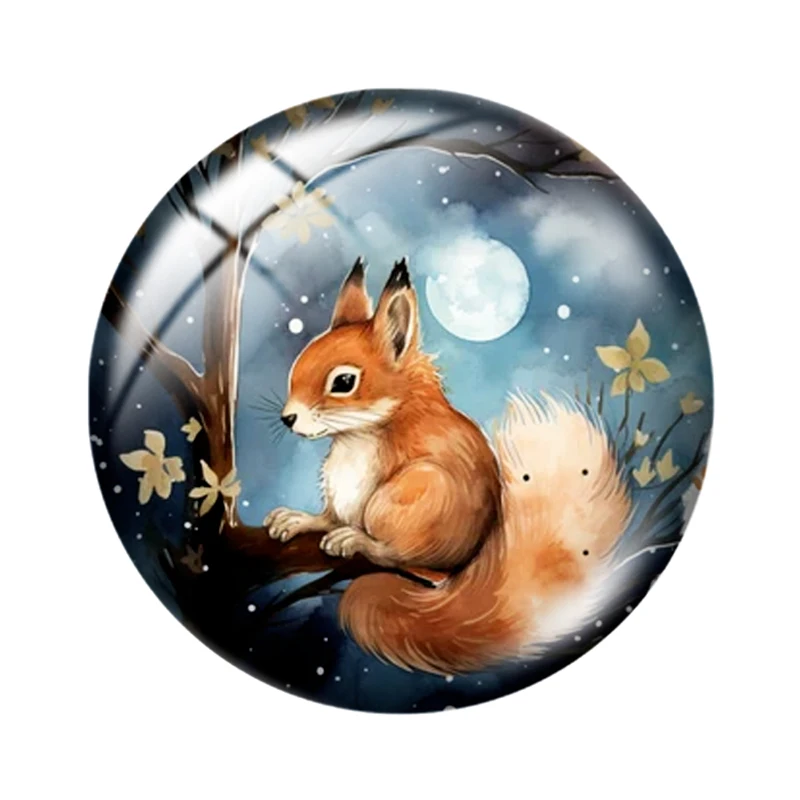 Watercolor Squirrels mixed 10pcs 12mm/18mm/20mm/25mm Round photo glass cabochon demo flat back Making findings