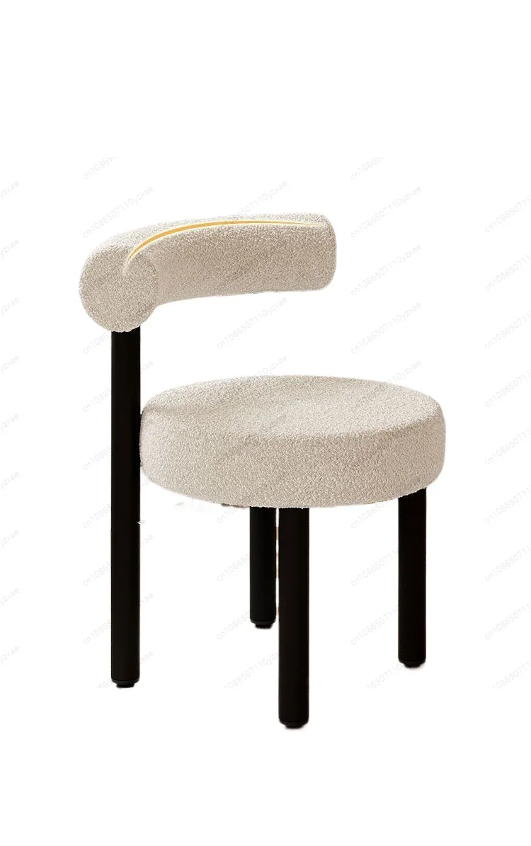 

Cloud Vanity Stool Плюшевая овечья шерсть с круглым силуэтом, кресло для макияжа в спальне с дизайнерской эстетической эргономичной поясничной опорой Cloud