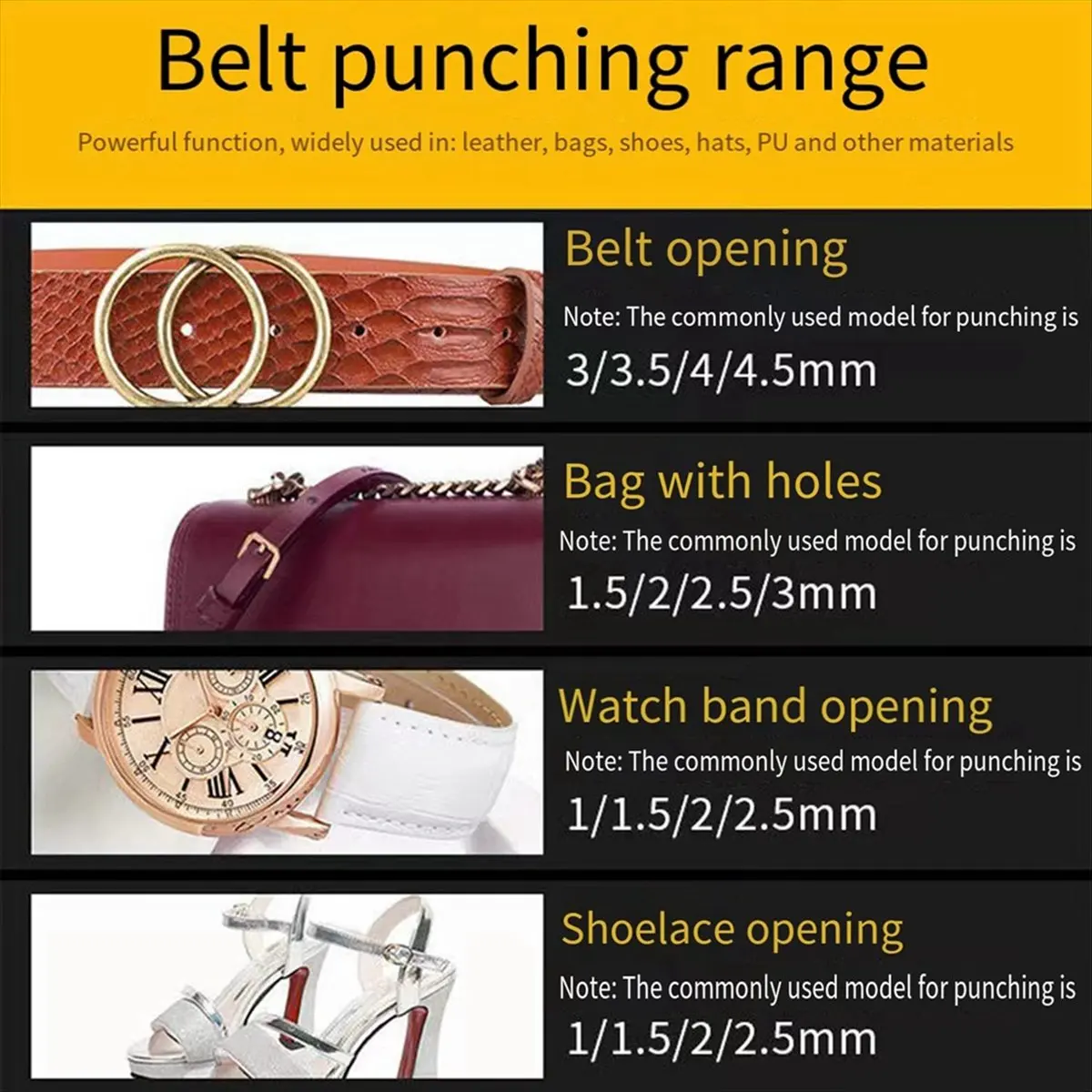 ABJS DIY Tool 0.5-5mm Leather Punching and Punching Set Leather Carving Punching Tool 10Pcs Multi-Specification.