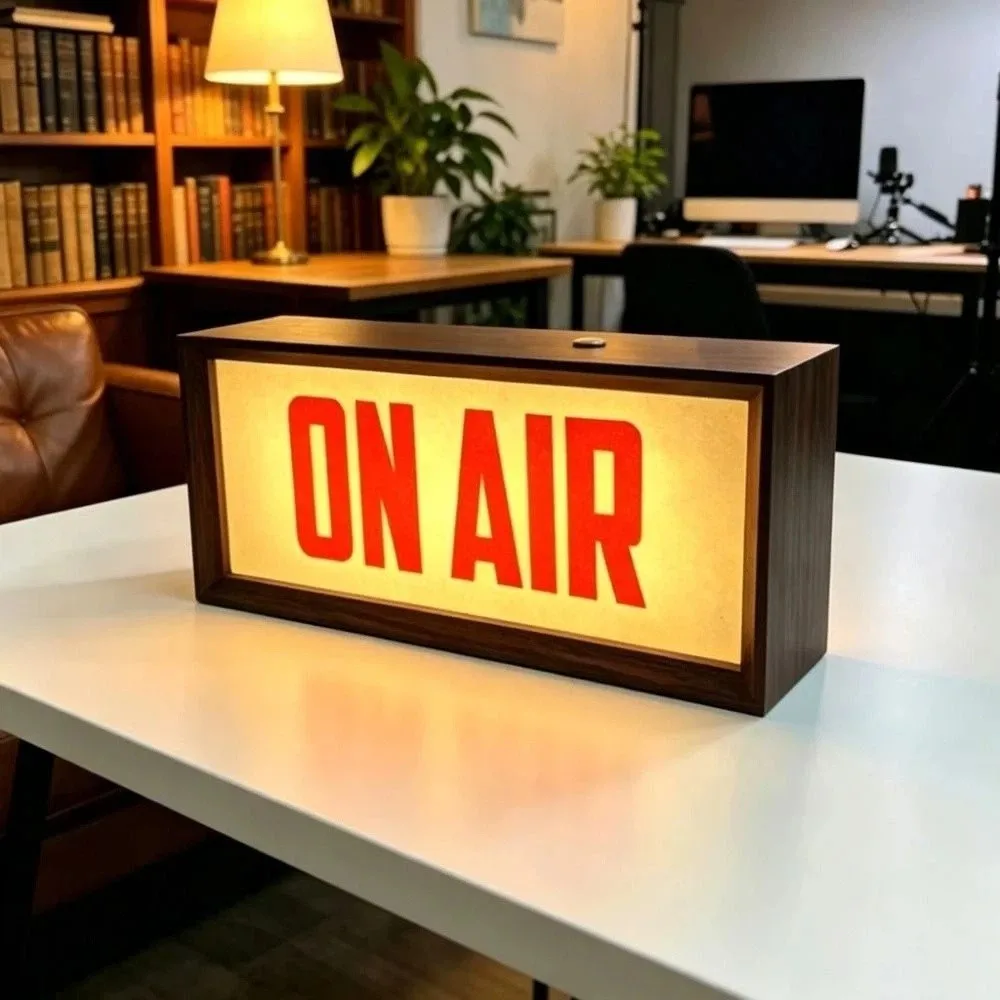 

Broadcast ON AIR Sign Battery Operated Desk Mount LED Light Box Light Up Design Wall Mount Illuminated Warning Sign Lamp