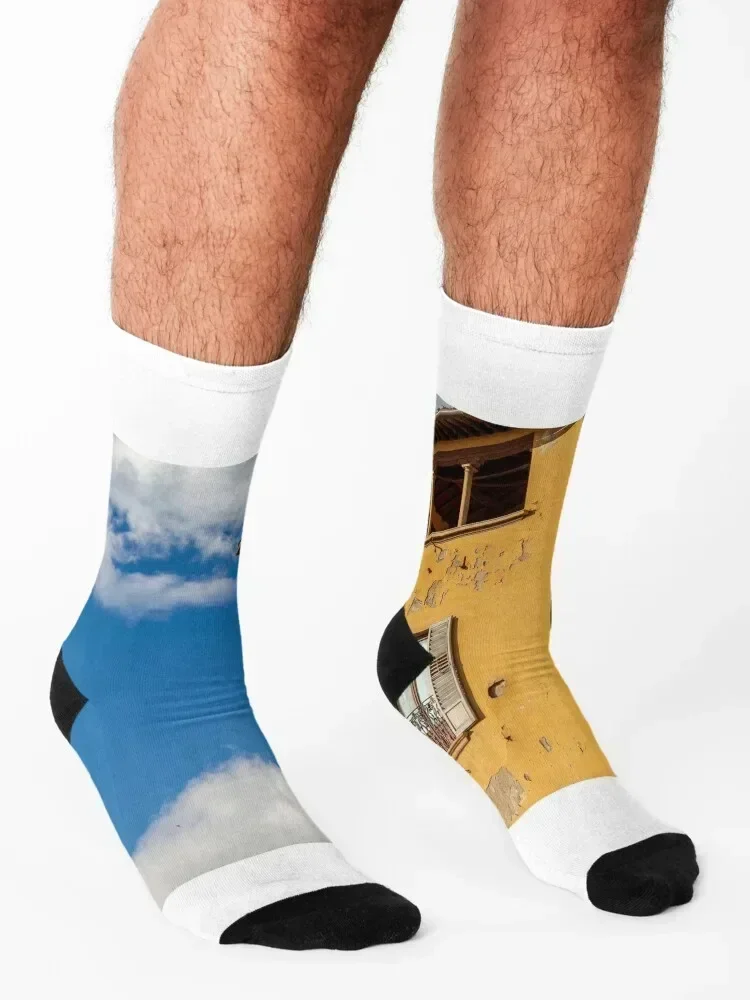 Yellow Facade Socks Hiking boots hiking christmas gift Sports Socks Man Women's