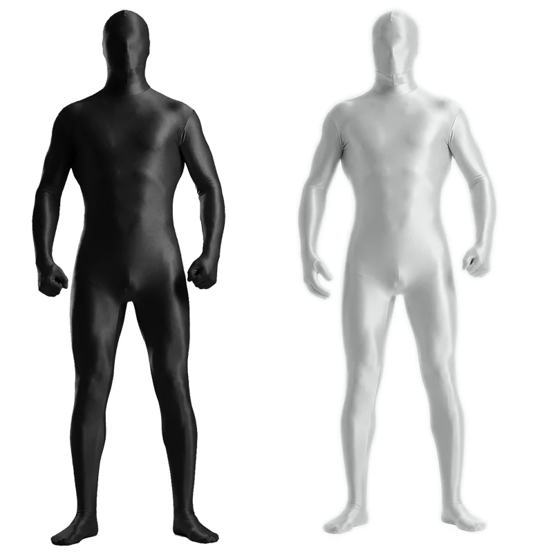 

Глянцевый блестящий облегающий комбинезон-зентай на все тело с отверстиями для глаз и рта, на молнии сзади, 11 цветов, для косплея