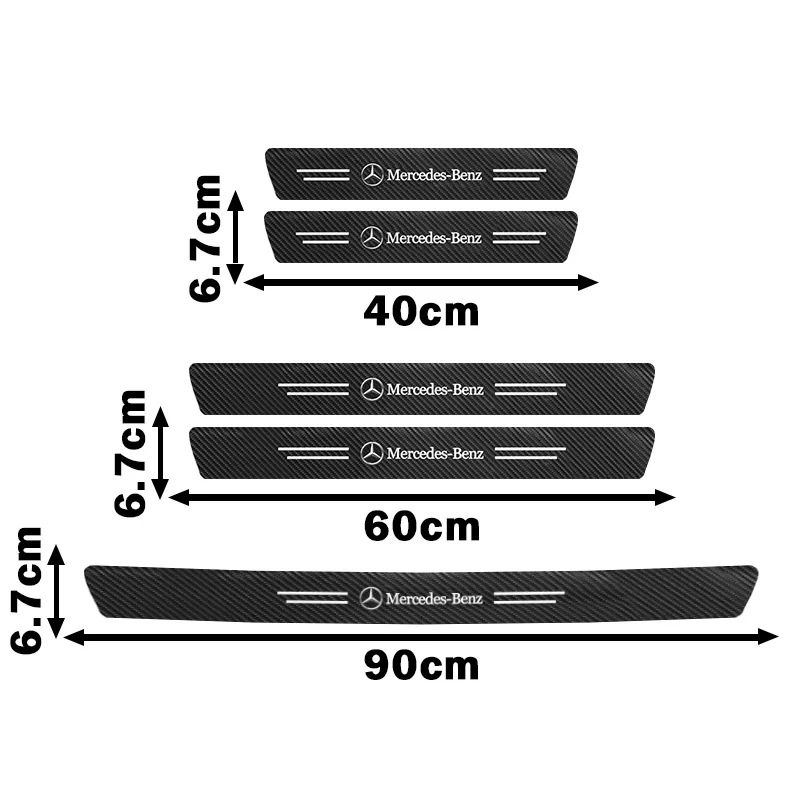 Carbon Fiber Car Door Sill Threshold Protector Logo Stickers For Mercedes Benz AMG W211 W205 W213 W203 A207 C218 CLA CLS E Class