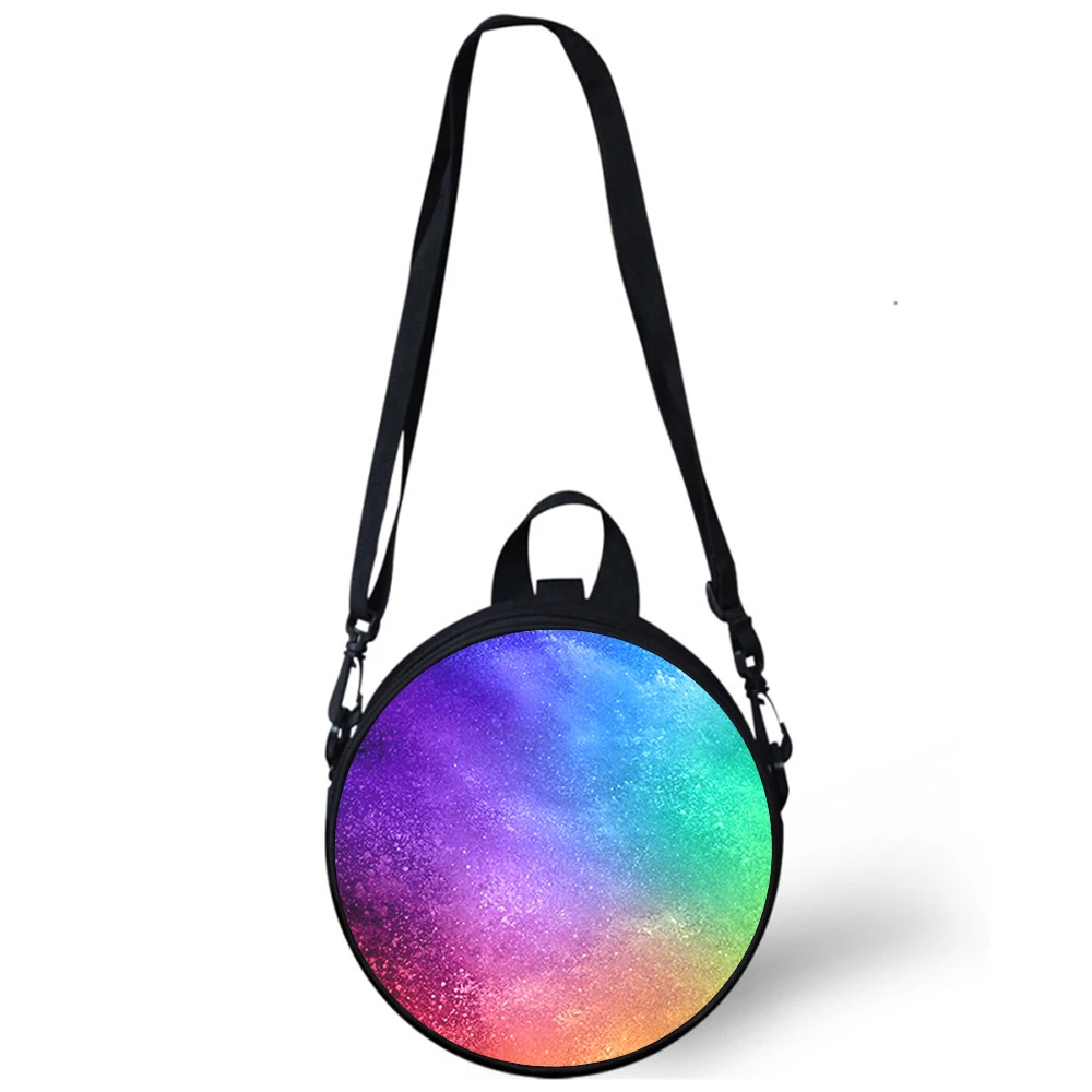 Fashion Art Rainbow Tas Anak TK Tas Bahu Selempang Gambar 3D untuk Sekolah Wanita Mini Tas Ransel Bundar Tas Rugtas