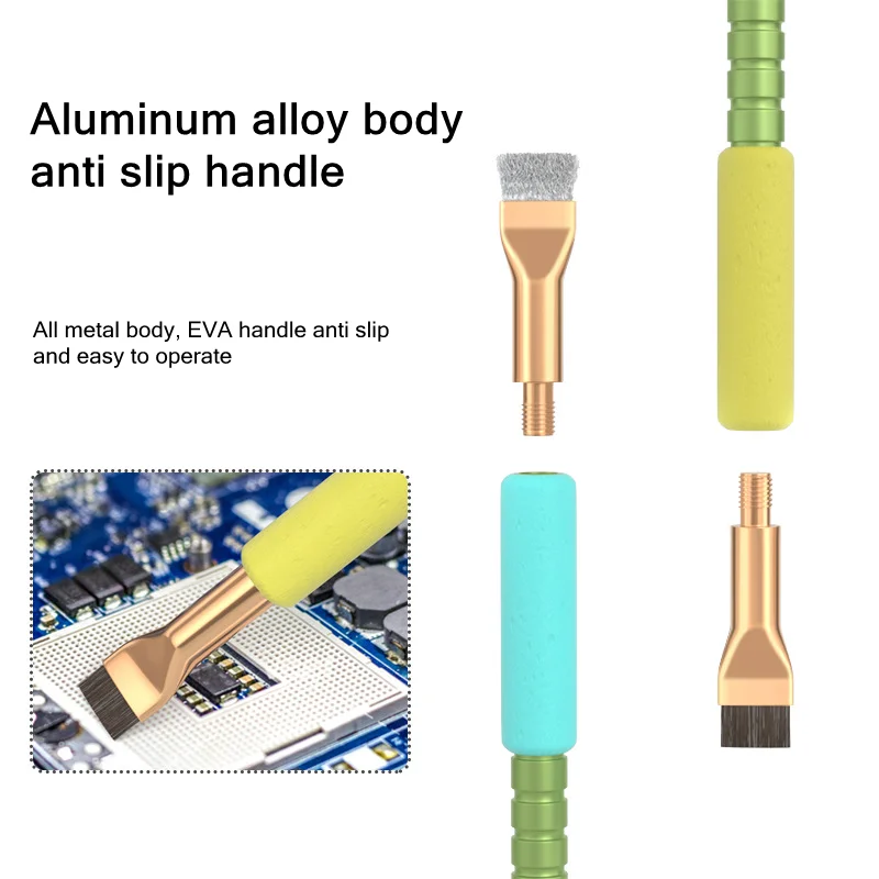 TE-154 Hard Bristle Steel Brush for Mobile Phone Motherboard IC Clean Solder Pad Dust Removal Cleaning Brush Tools Set
