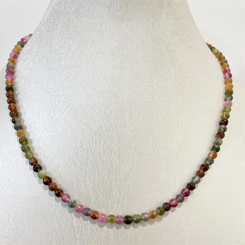 Luxury Brazil Candy Tourmaline Necklace Colorful Natural Stone Jewelry Elegant Exquisite Beaded Chain Choker Collier