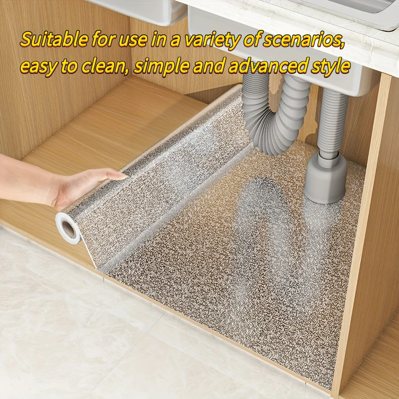 1 Roll Waterproof Aluminum Foil Sticker For Kitchen Sink Cabinet Oil Proof Self Adhesive Cabinet Protective Film Mat