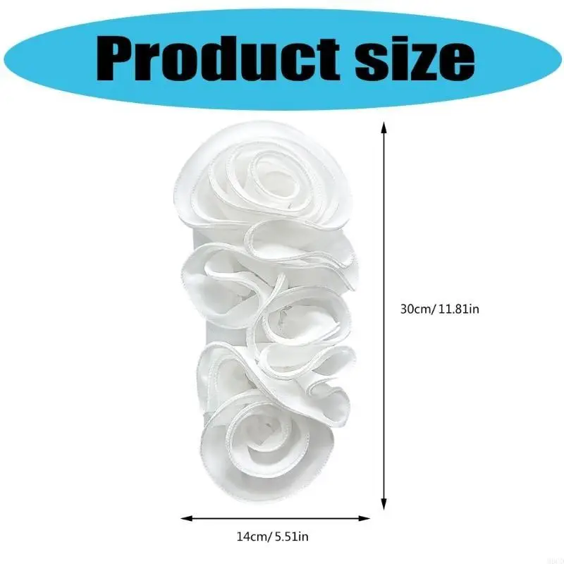 M6CD Sewing On Applique Lace Flower for Wedding Gowns Decorative Rose Flower Patches