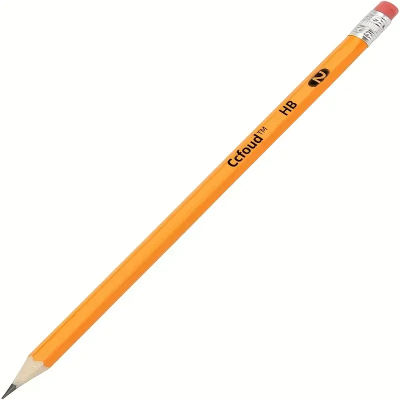 50/100/150pcs Pencils With Eraser Top, 2 HB Pencils Drawing And Sketching, Yellow Wood-Cased Pencils For Office,School Supplies image 4