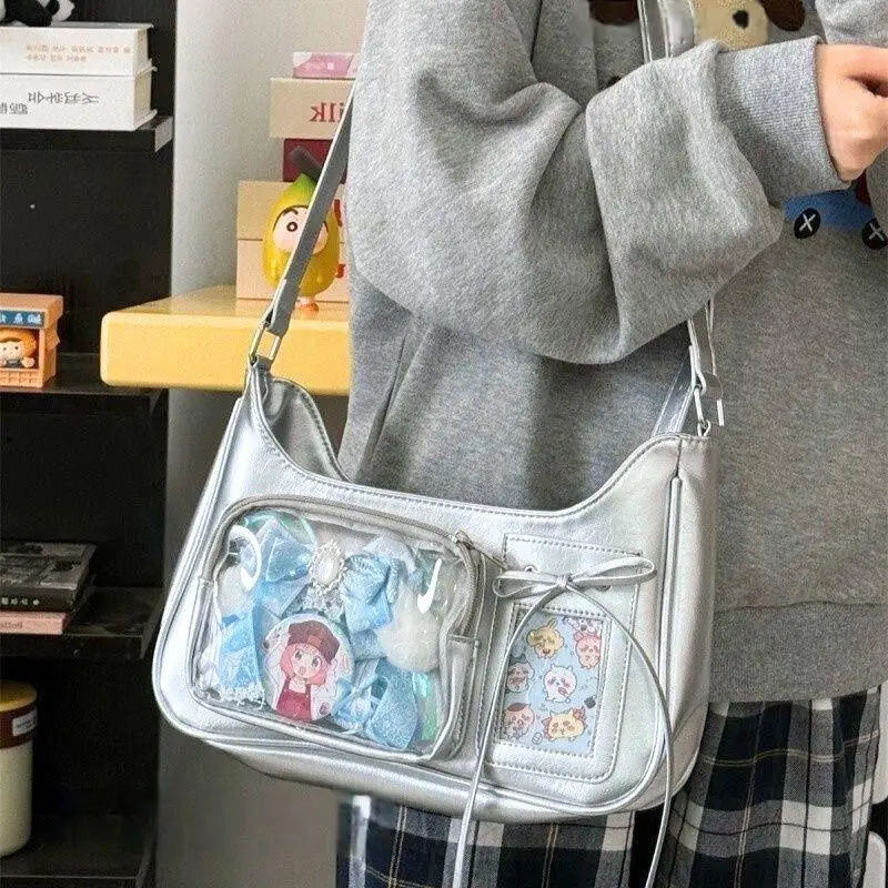 Crossbody Handbag Transparent Ita Bag SchoolKorean Y2K Pain Shoulder Bag Japanese Designer Preppy Handbag Zippered Bag