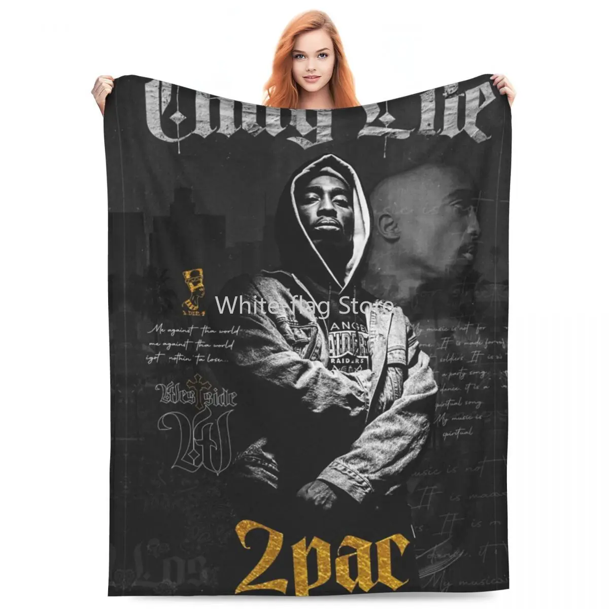 

2PAC Flannel Blanket Quality Soft Warm American Rapper Throw Blanket Winter Camping Couch Chair Aesthetic Bedspread