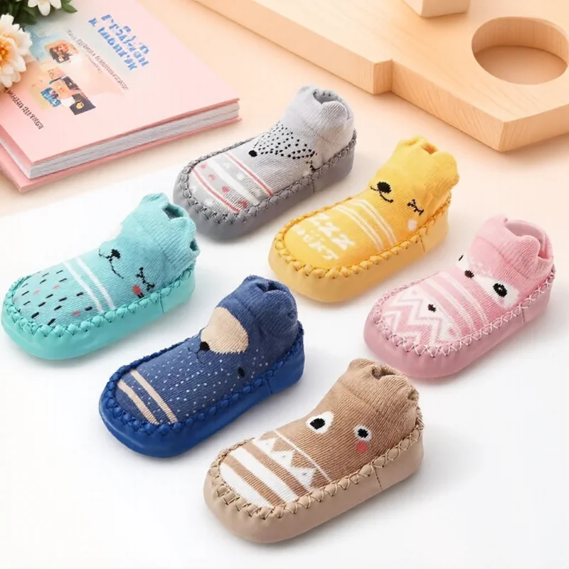 

Cute Animal Print Baby Socks Non-Slip Rubber Sole Soft Infant Socks Newborn Toddler Sock Shoes