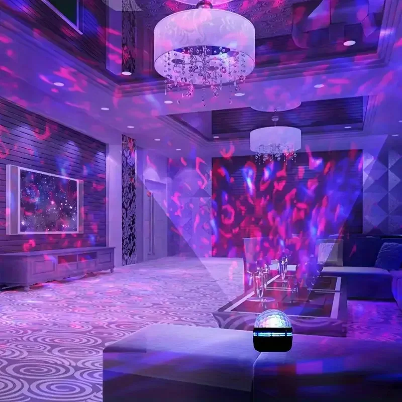 Water Ripple Remote-Controlled Aurora Starry Sky Projection Lamp, Colorful Nebula Ambience Light, Crystal Magic Ball Night Light