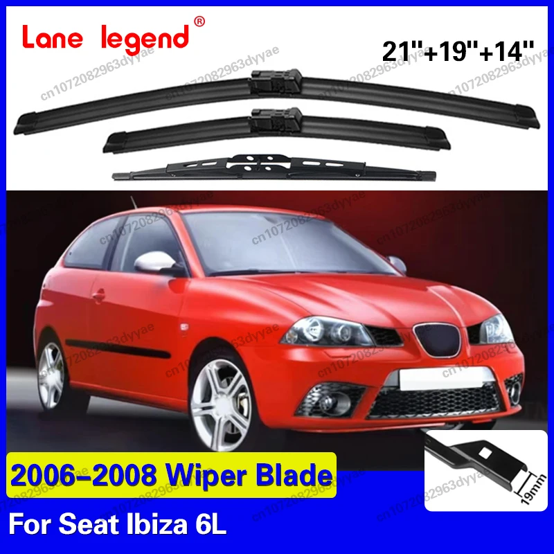 

1set Front & Rear Windshield Wiper Blades Windscreen Wipers For Seat Ibiza 6L 2006 2007 2008 Car Accessories 21"+19"+14"