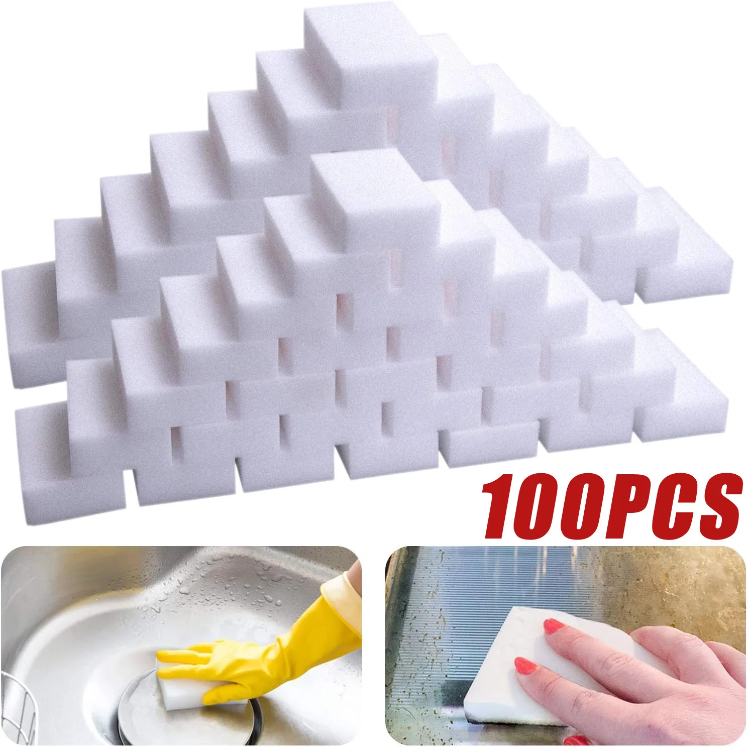 30/50/100 Pcs Melamine Sponge Magic Sponge Household Sponge Eraser Cleaning Tools for Office Kitchen Bath Cleaning Sponges