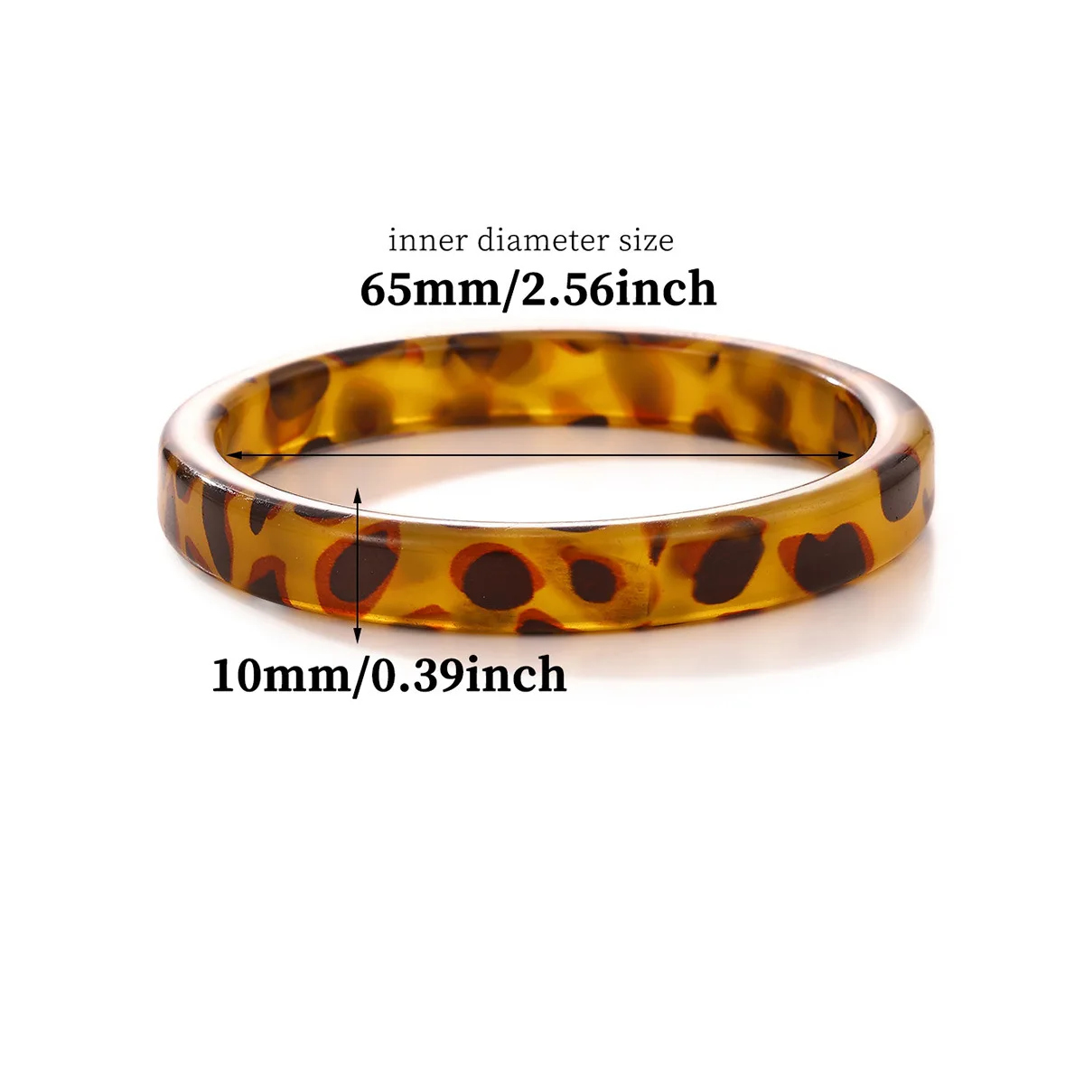DIEYURO Vintage Leopard Coffee Acrylic Resin Chunky Bangles for Women Geometric Round Charm Hand Bracelets 2026 Couple Jewelry