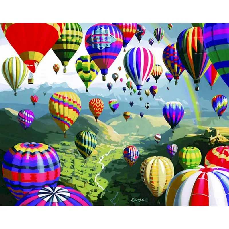 GATYZTORY DIY Painting By Numbers Kits For Adults Balloon Landscape Oil Picture By Number Handmade 60x75cm Frame On Canvas Photo