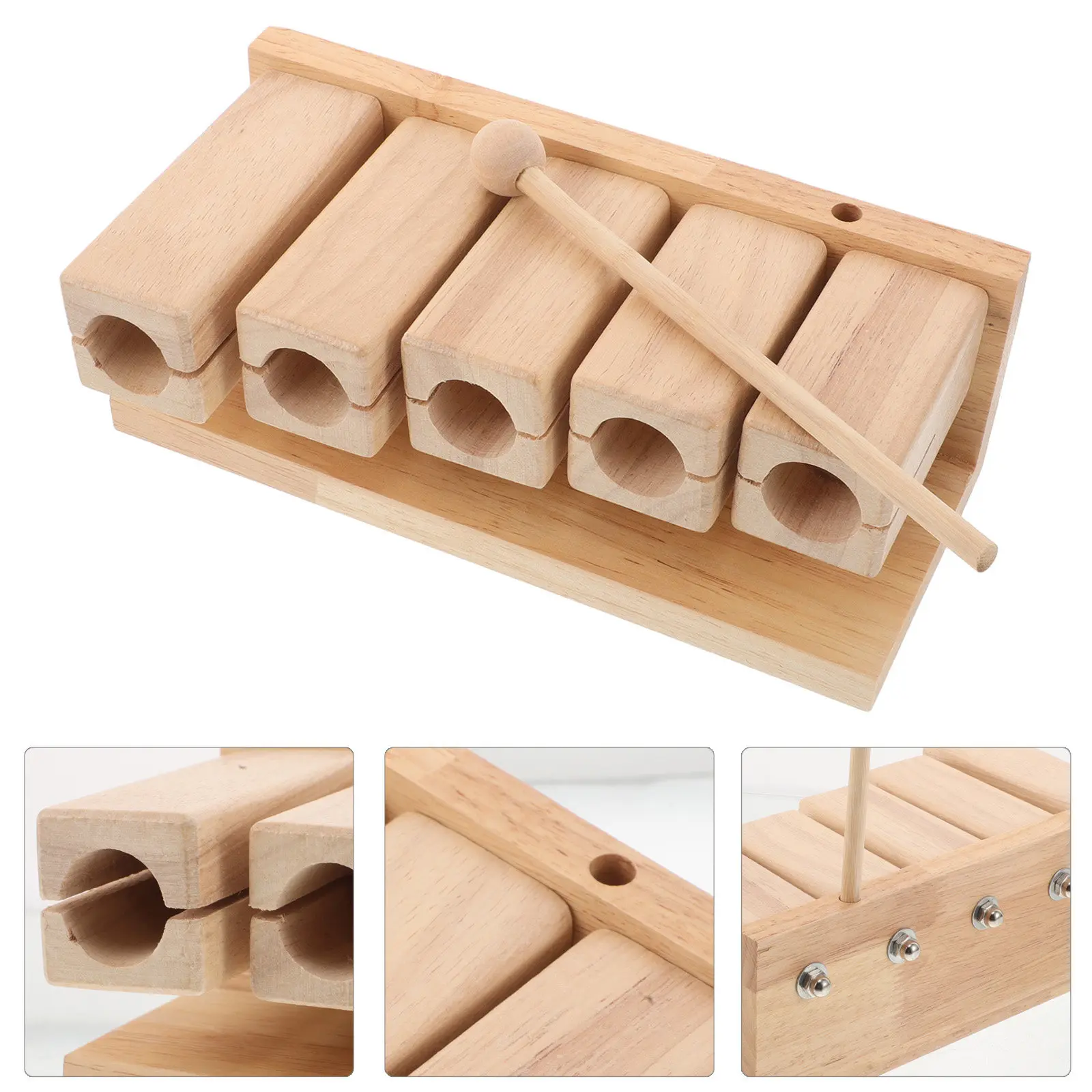 

Wooden Percussion Instrument 5-Tone Natural Sound Rhythm Block Educational Musical Tool for Music Therapy