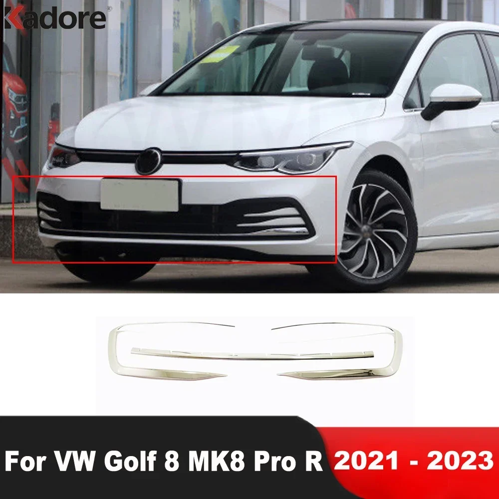 

For Volkswagen VW Golf 8 MK8 Pro R 2021 2022 2023 Steel Car Front Bumper Foglight Grille Grills Cover Trim Accessories