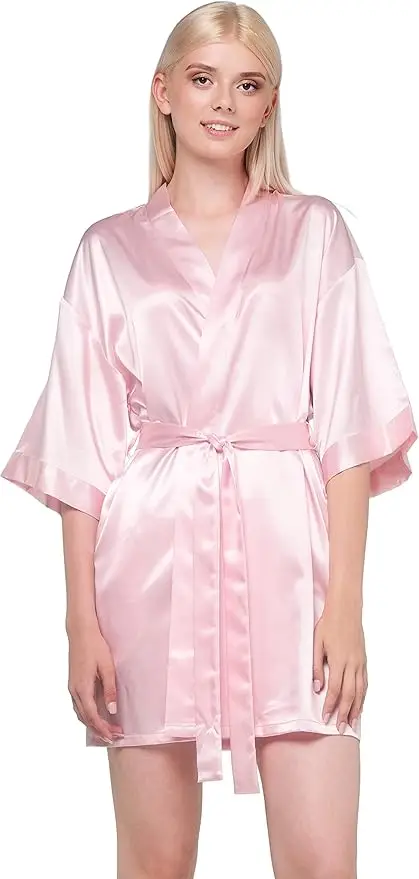 Pajamas women summer European and American ladies lace-up bathrobe sexy morning gown home dress can wear ice silk robe