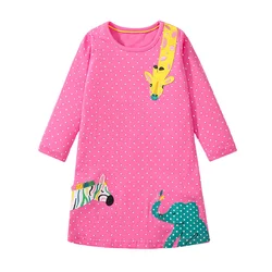 Jumping Meters 2-7T Animals Princess Girls Dresses Collar Dots Long Sleeve Baby Party Clothing Flowers Print Birthday  Dress