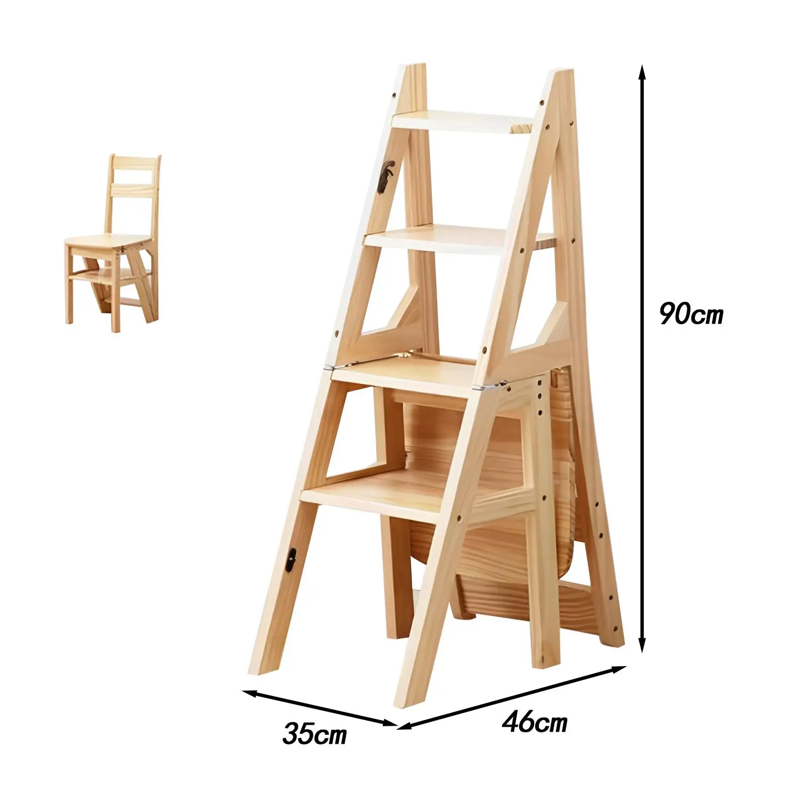 Folding Step Ladder Chair Library Steps Bookshelf Lightweight Plant Stand Ladder Stool Shelf for Garden Yard Outdoor Kitchen