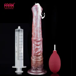 FAAK Realistic Horse Ejaculation Dildo With sucker Silicone Long Fantasy Squirting Animal Penis Spray Liquid Colorful Sex Toys