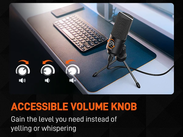 FIFINE Metal USB Condenser Microphone with Gain Knob,Newly Upgraded Detachable Dual-Joint Recording Mic for Laptop/PC-K669