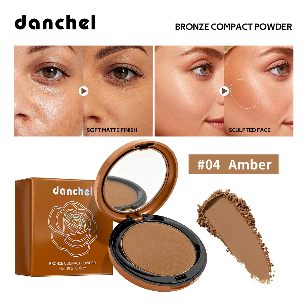 Pó prensado de bronze fosco, controle de óleo de longa duração, definição de contorno facial, pó macio, acabamento de bronze fosco, maquiagem coreana