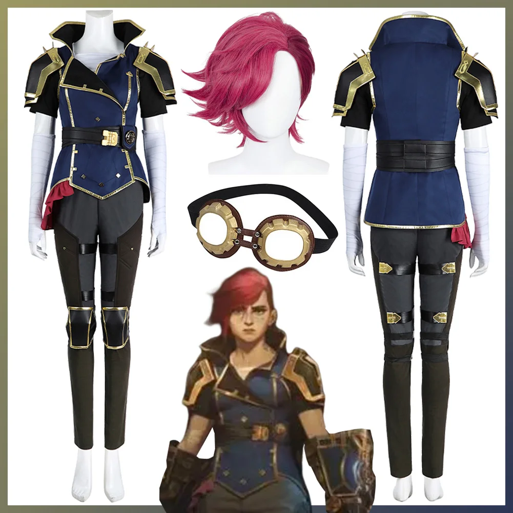 Disguise Arcane Vi Cosplay Sheriff Clothing Wigs 2024 Anime Game LoL 2 Costume Adult Women Roleplay Fancy Dress Up Party Cloth