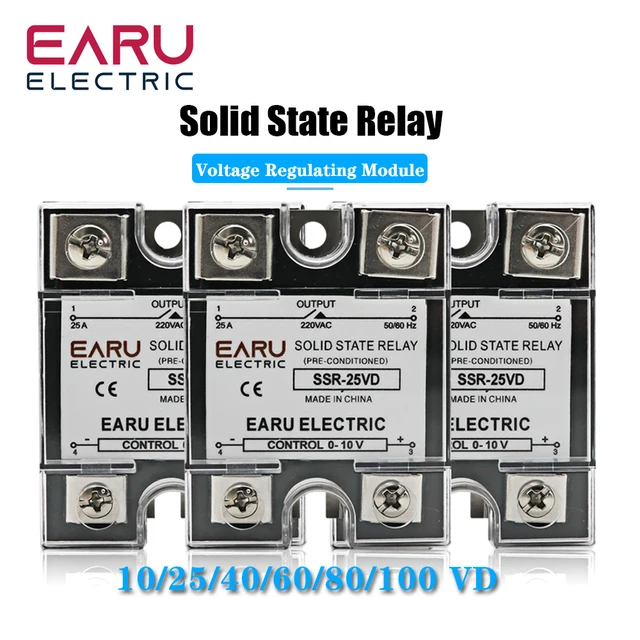 SSR-10VD SSR-40VD SSR 25A 80A 100A pojedyncze faza półprzewodnikowa napięcia przekaźnika moduł regulatora wejście wyjście 0-10V 220VAC chłodnicy
