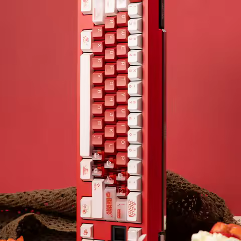 Keybyelab Strawberry Rabbit Keycap Set 201key PBT Custom Keyboard Cap Cherry Profile KeyCap for Mechanical Keyboard Accessories