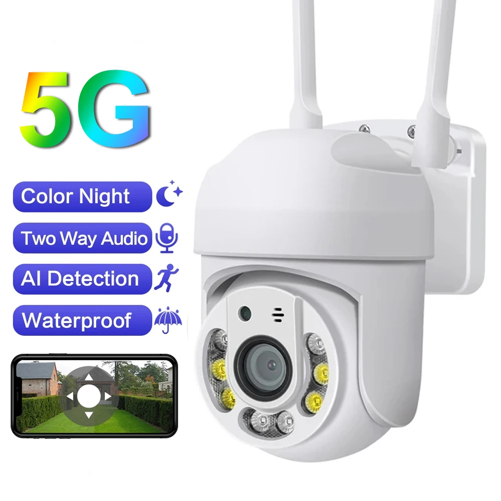 

390Eyes Full 1080P 2MP 5Ghz Dual Band WiFi IP PTZ Camera Auto Tracking AI Detection Two Way Audio Color Night Vision Security