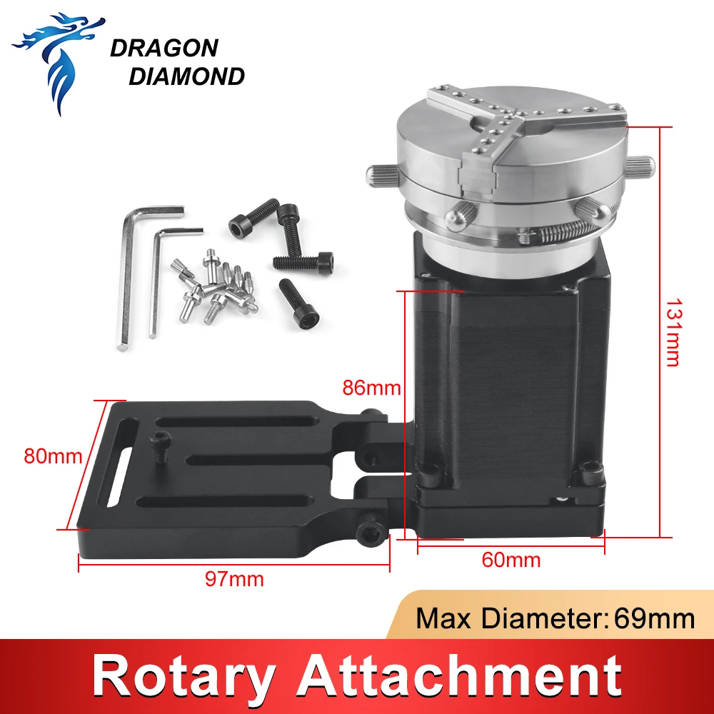 Imagem -04 - Acessório de Dispositivo Rotativo para Marcação a Laser de Fibra Fixture Gripper Três Chuck Rotary Expansion Axis 69 mm de Diâmetro