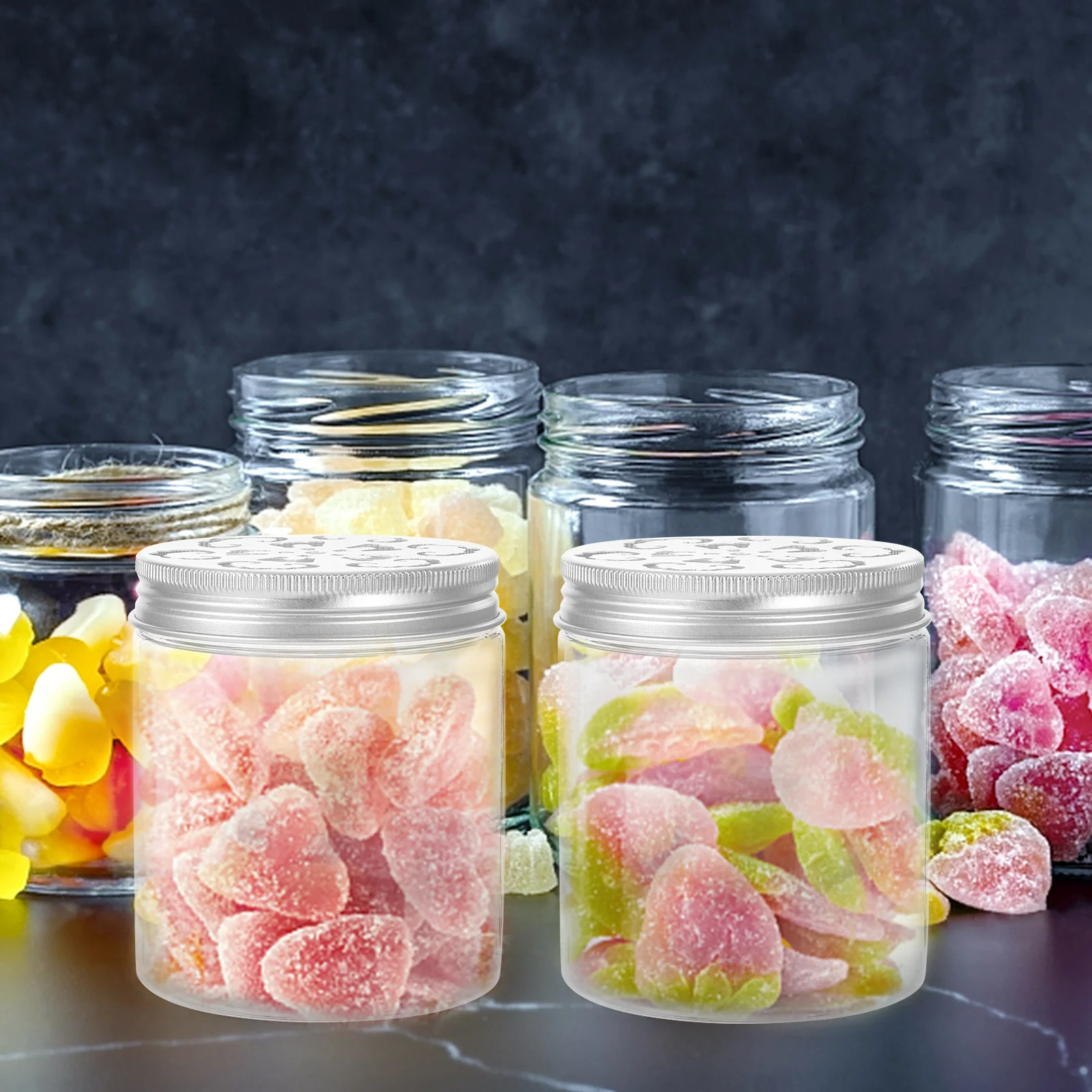 

6 Pcs Hollow Pattern Storage Jars Transparent Containers Airtight Kitchen Organizer Candy Box Leak Proof Pantry Snack