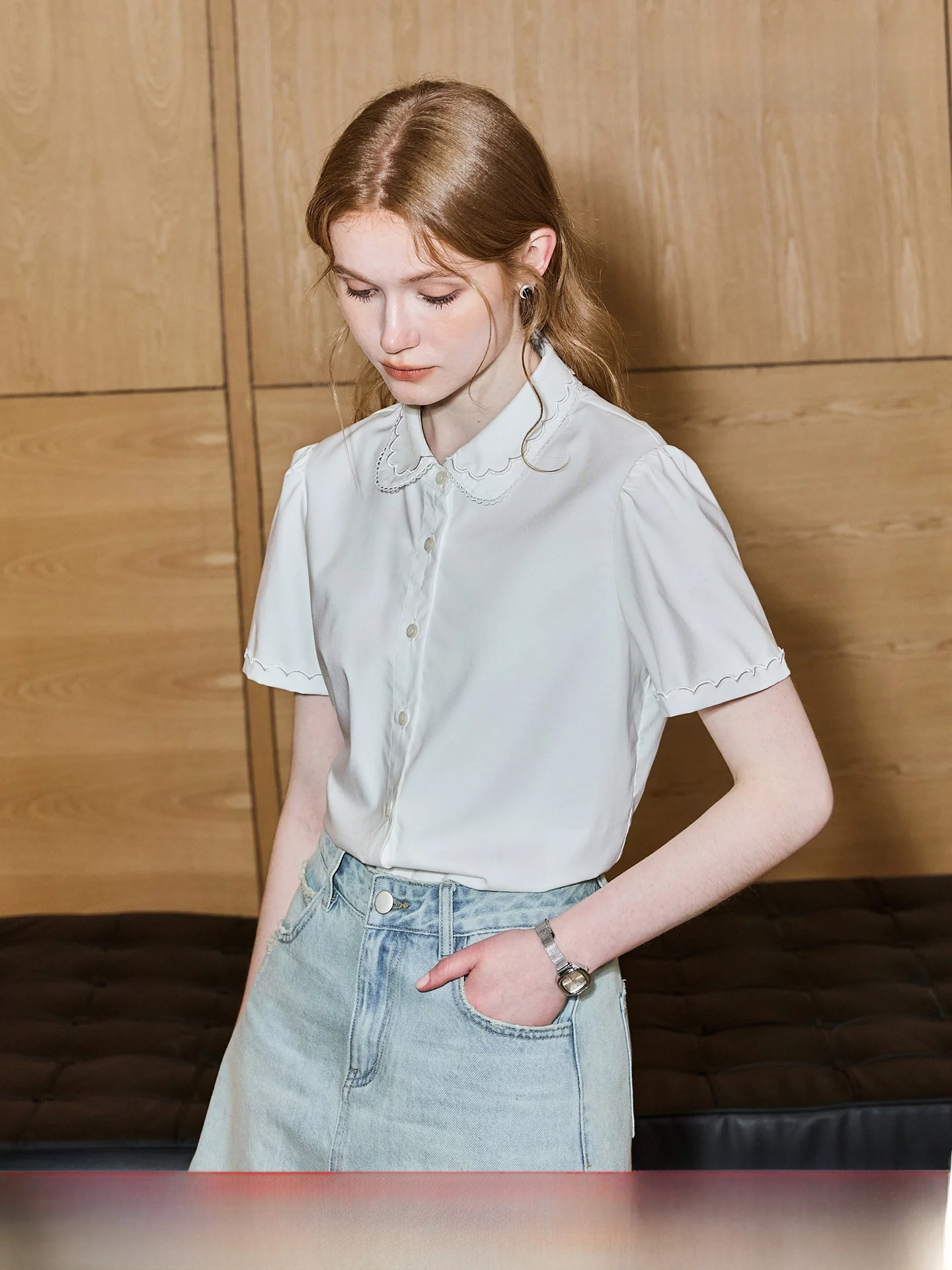 

KUHNMARVIN Lucky Series Short Sleeve Embroidered Shirt Women's Double Layer Doll Collar Summer New Style Korean Style Straigh...